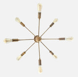 Industrial Mid-Century Modern Sputnik Chandelier – 8-Light Bare Bulb Brass Starburst Pendant Ceiling Fixture - 32142