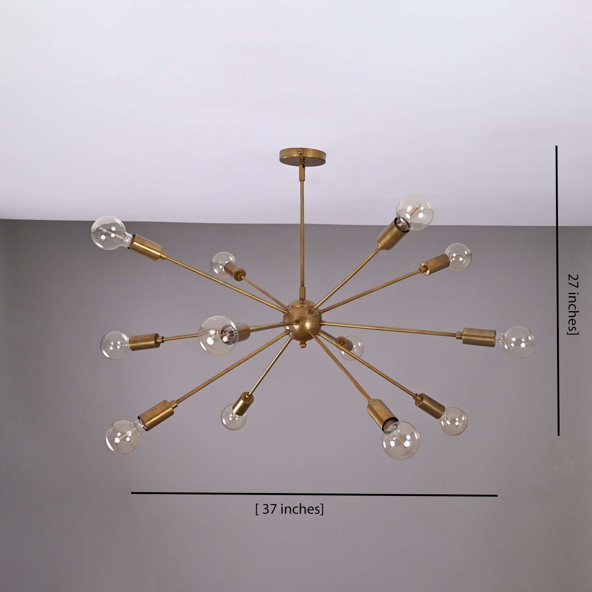 12 Arms Brass Sputnik Chandelier 37" Wide - 32143