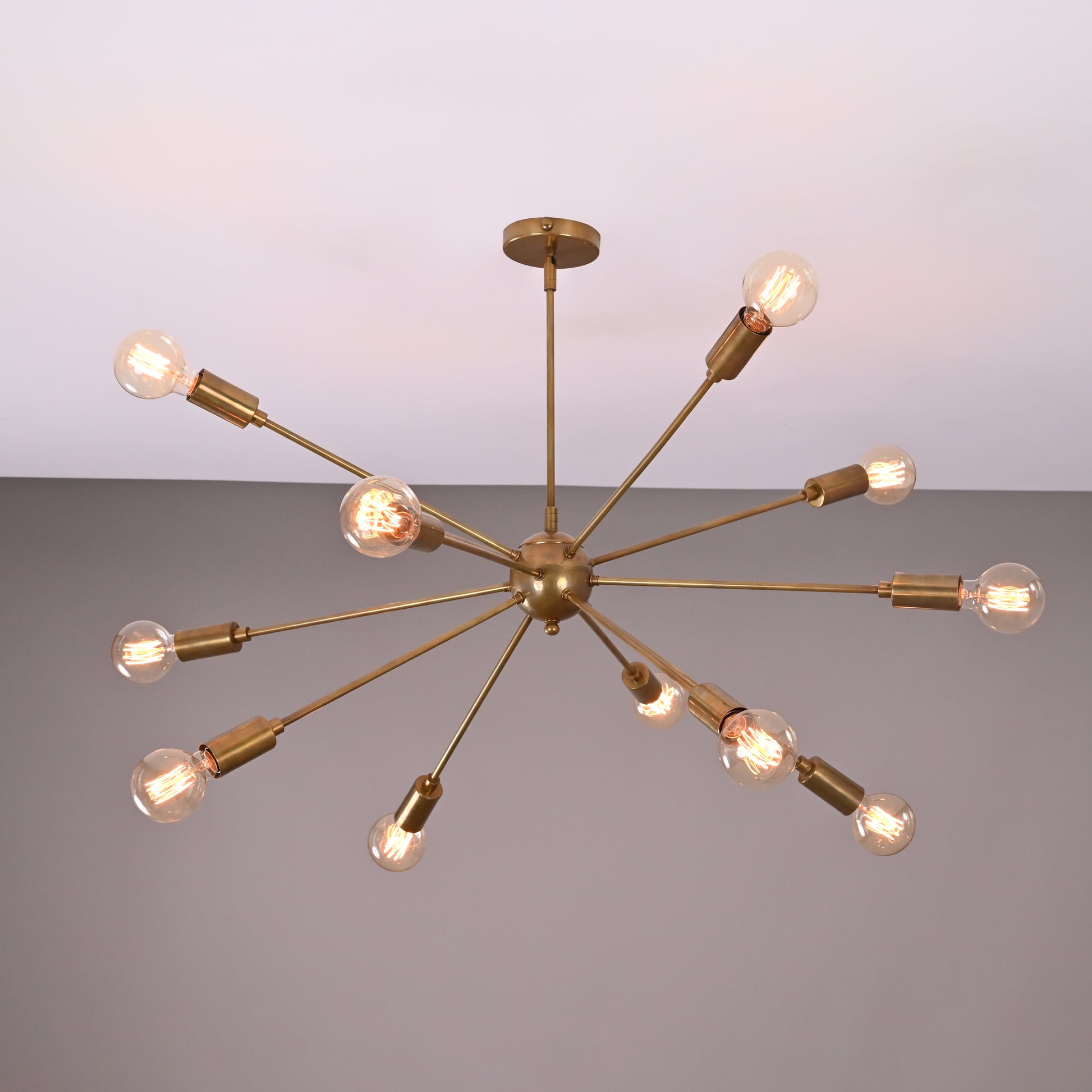 12 Arms Brass Sputnik Chandelier 37" Wide - 32143