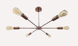 Minimalist 8-Light Copper Sputnik Chandelier – Mid-Century Modern Industrial Pendant Ceiling Fixture with Exposed Bulbs - 32144