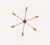 Minimalist 8-Light Copper Sputnik Chandelier – Mid-Century Modern Industrial Pendant Ceiling Fixture with Exposed Bulbs - 32144