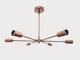 Minimalist 8-Light Copper Sputnik Chandelier – Mid-Century Modern Industrial Pendant Ceiling Fixture with Exposed Bulbs - 32144
