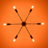Minimalist 8-Light Copper Sputnik Chandelier – Mid-Century Modern Industrial Pendant Ceiling Fixture with Exposed Bulbs - 32145