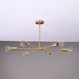Minimalist 8-Light Copper Sputnik Chandelier – Mid-Century Modern Industrial Pendant Ceiling Fixture with Exposed Bulbs - 32148