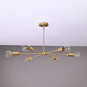 Industrial Brass Made, Brass Pendant Ceiling Lamp, 6-Light Chandelier, Premium Quality Lamp for Bedroom Living Kitchen Office, Modern 6-arm Minimalist Design