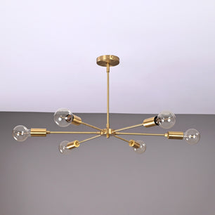 6 Arms Brass Pendant Lamp Altona Bare bulb Chandelier 31