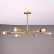 Industrial Brass Made, Brass Pendant Ceiling Lamp, 6-Light Chandelier, Premium Quality Lamp for Bedroom Living Kitchen Office, Modern 6-arm Minimalist Design