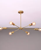 6 Arms Brass Pendant Lamp Altona Bare bulb Chandelier 31