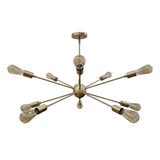 12-Light Gold Sputnik Chandelier – Mid-Century Modern Bare Bulb Starburst Pendant Light Fixture - 32150