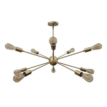 12-Light Gold Sputnik Chandelier – Mid-Century Modern Bare Bulb Starburst Pendant Light Fixture - 32150