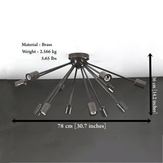 Industrial 12-Light Black Sputnik Chandelier – Mid-Century Pendant Fixture with Exposed Bulbs - 32154