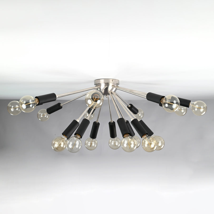 Contemporary 9-Light Black Metal Sputnik Chandelier – Industrial Ceiling Fixture with Adjustable Arms - 32157