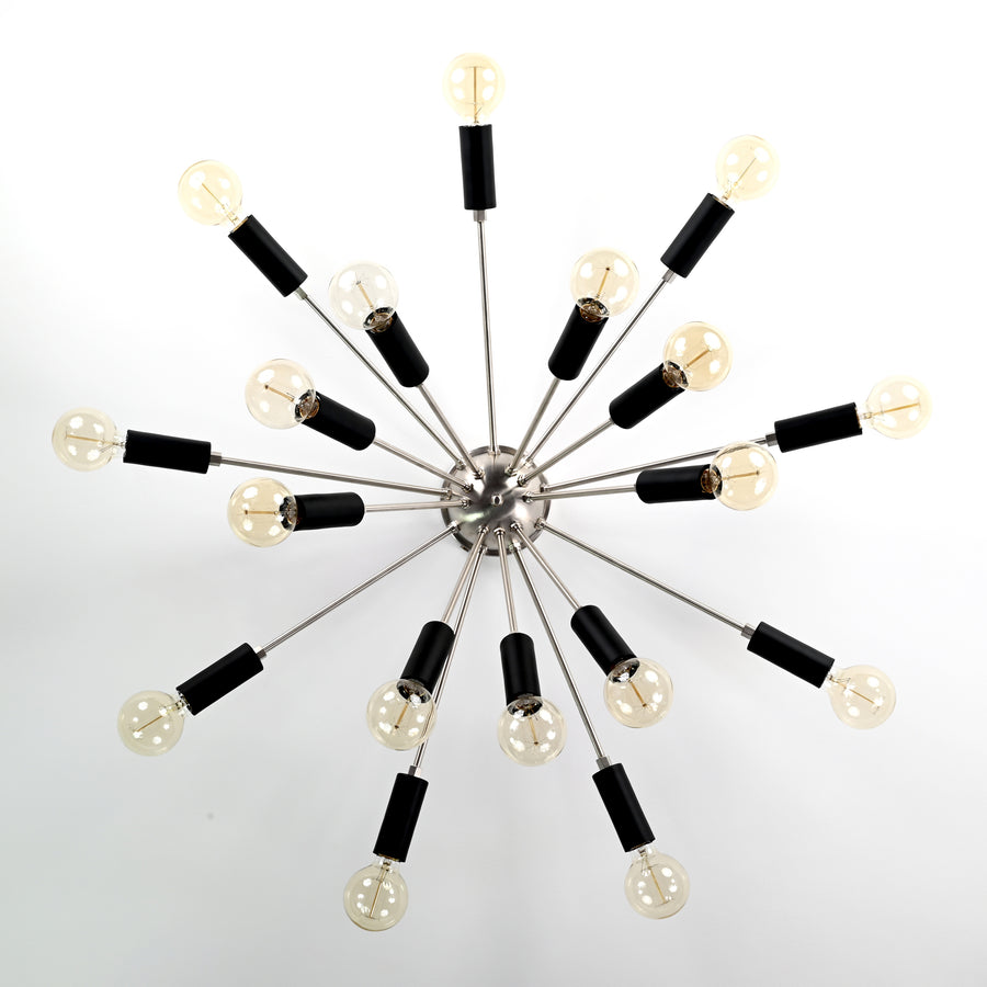 Contemporary 9-Light Black Metal Sputnik Chandelier – Industrial Ceiling Fixture with Adjustable Arms - 32157