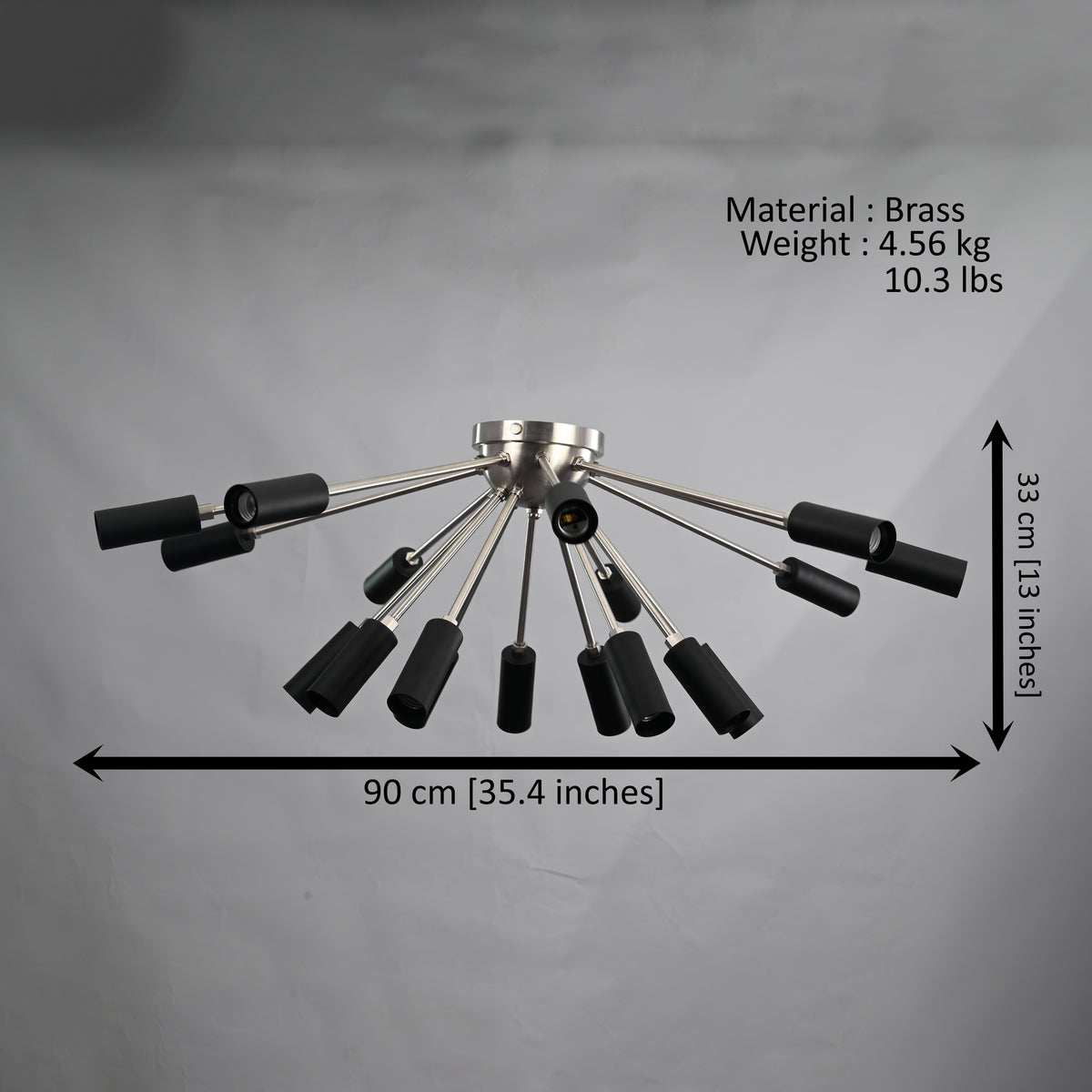 Contemporary 9-Light Black Metal Sputnik Chandelier – Industrial Ceiling Fixture with Adjustable Arms - 32157