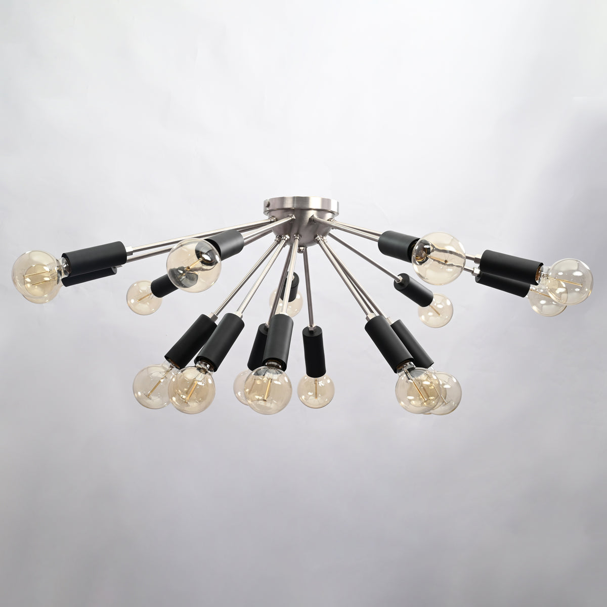 Contemporary 9-Light Black Metal Sputnik Chandelier – Industrial Ceiling Fixture with Adjustable Arms - 32157
