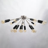 Contemporary 9-Light Black Metal Sputnik Chandelier – Industrial Ceiling Fixture with Adjustable Arms - 32157