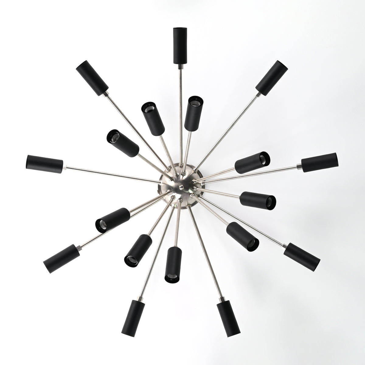 Contemporary 9-Light Black Metal Sputnik Chandelier – Industrial Ceiling Fixture with Adjustable Arms - 32157