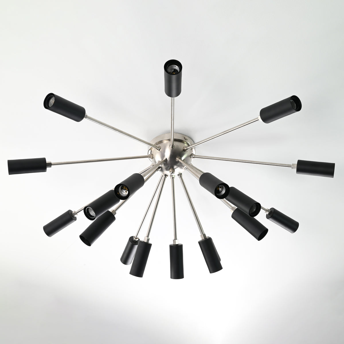 Contemporary 9-Light Black Metal Sputnik Chandelier – Industrial Ceiling Fixture with Adjustable Arms - 32157