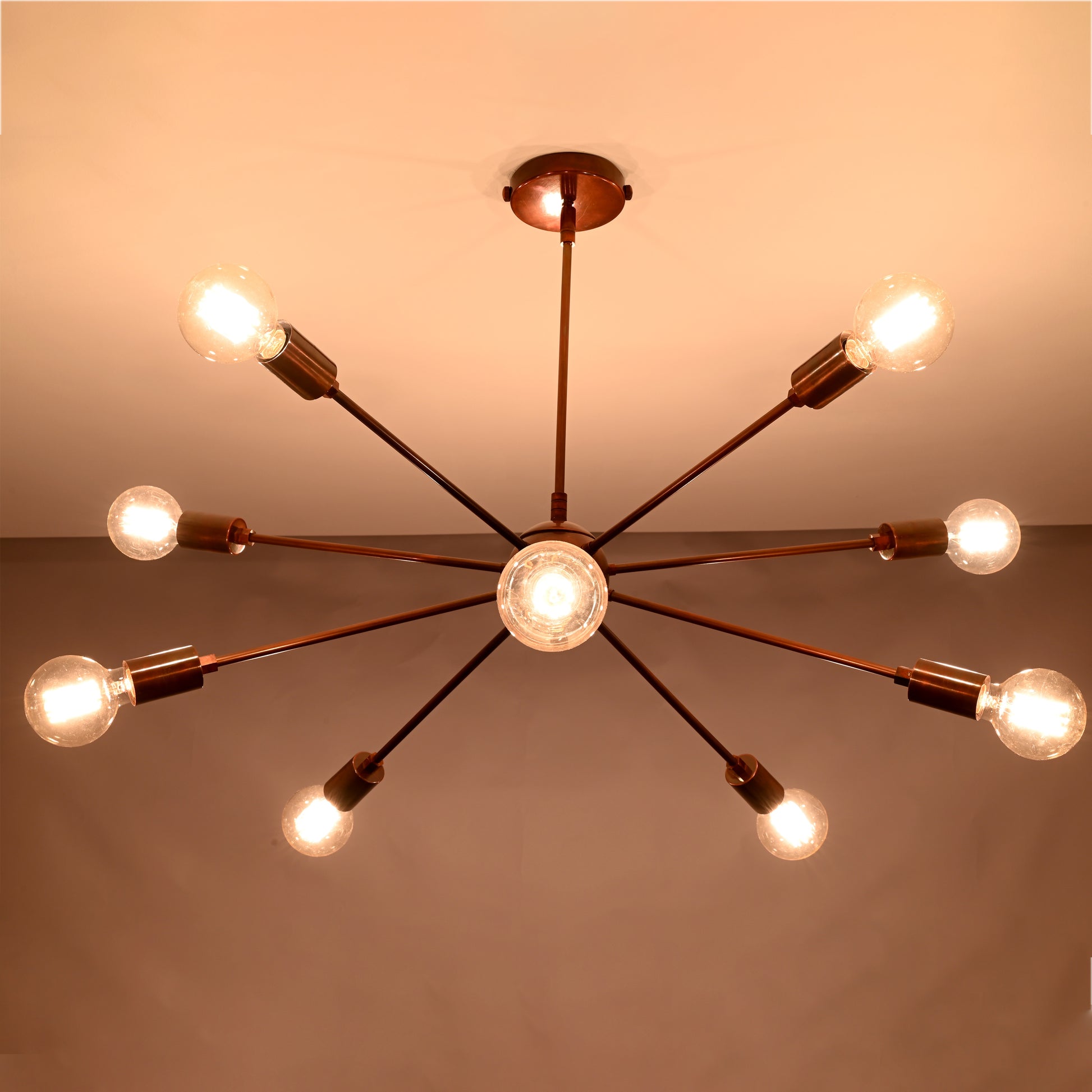 10 Arms Brass Sputnik Chandelier 33" Wide - 32158