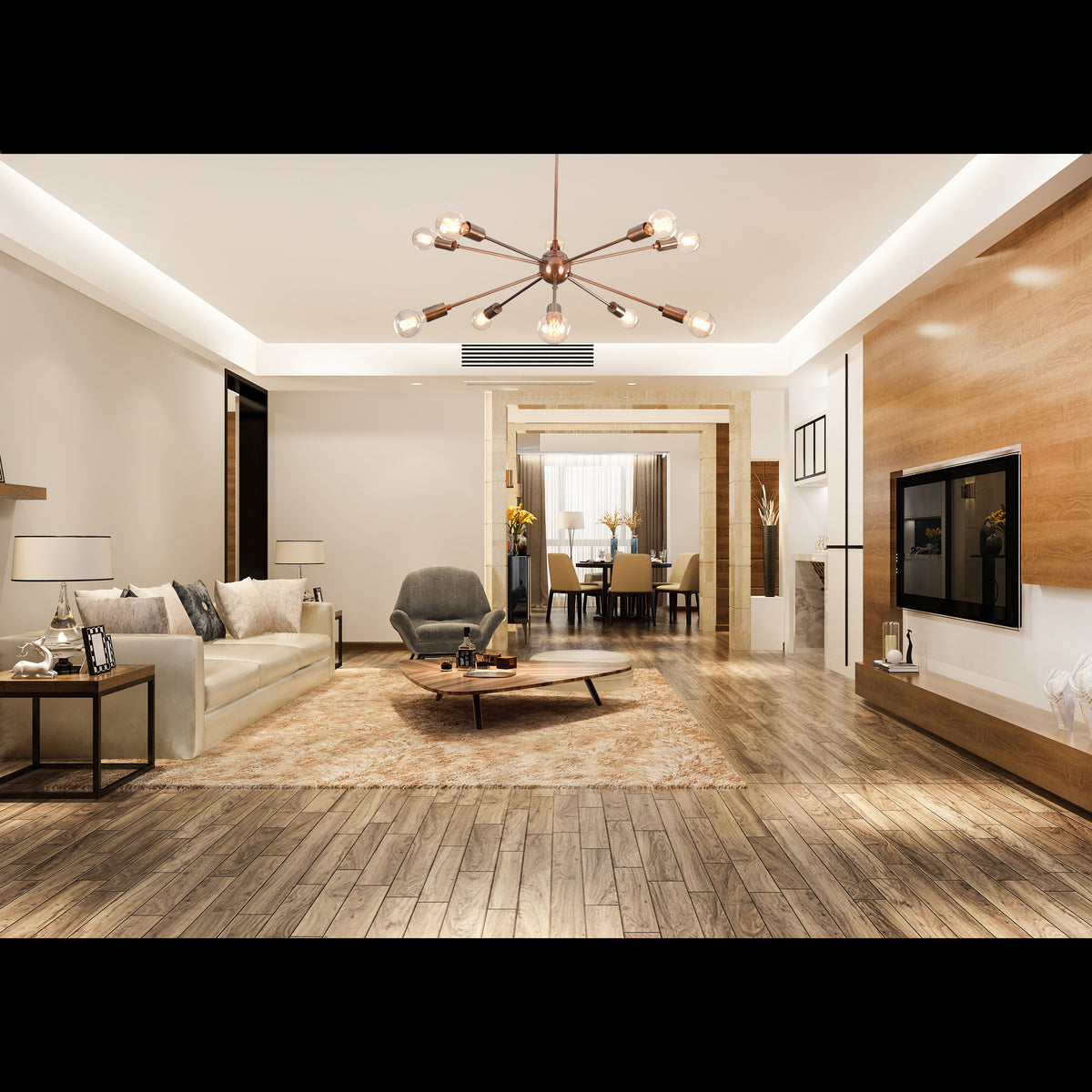 Elegant 8-Light Chrome Sputnik Chandelier – Glam Ceiling Fixture with Crystal Accents - 32158