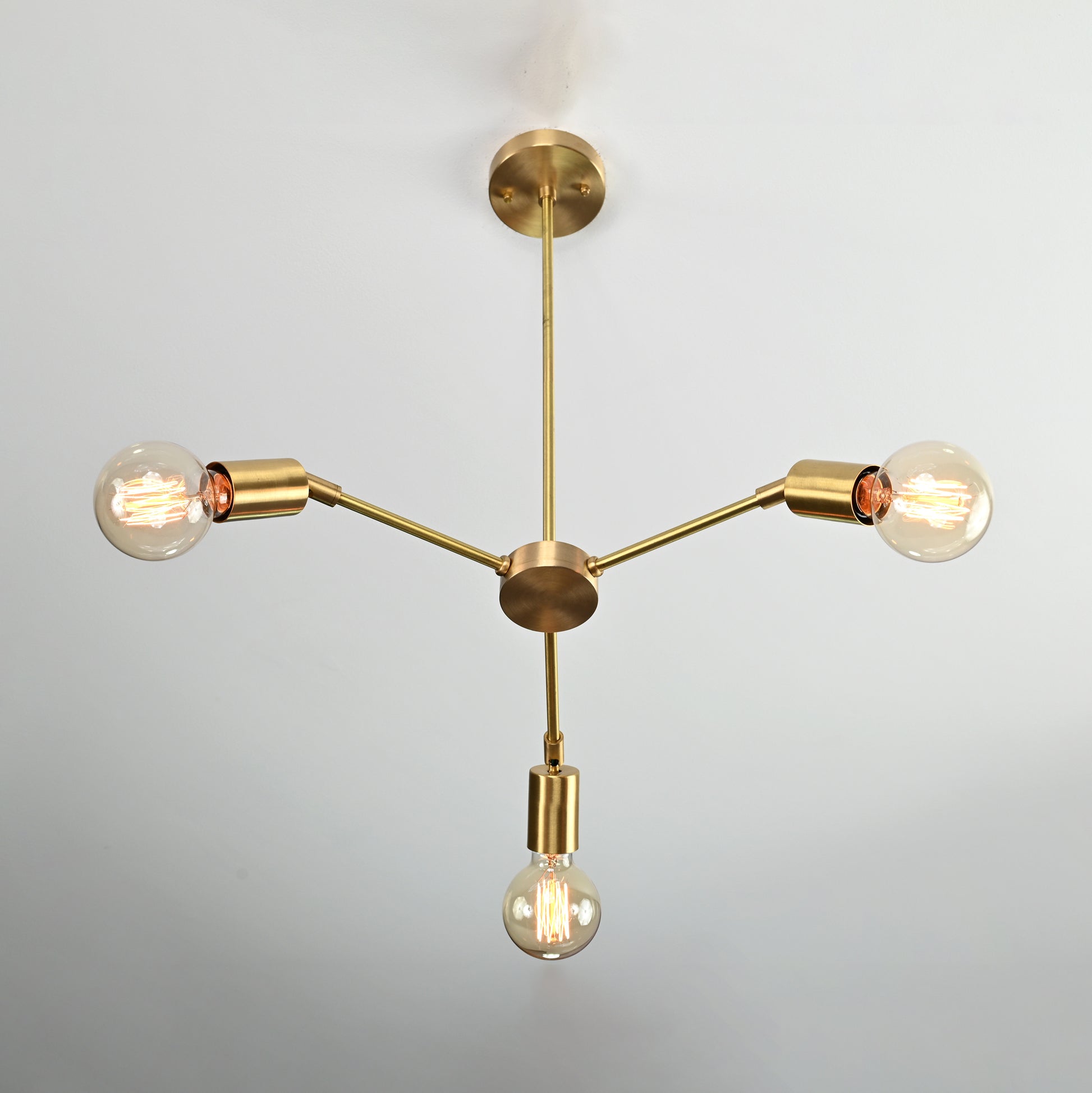 3 Arms Brass Pendant Light 13" Wide- 32173