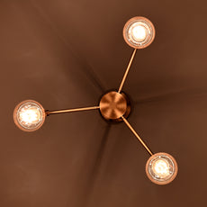 Modern 3-Light Brass Linear Chandelier – Minimalist Ceiling Fixture with Cylindrical Shades - 32173