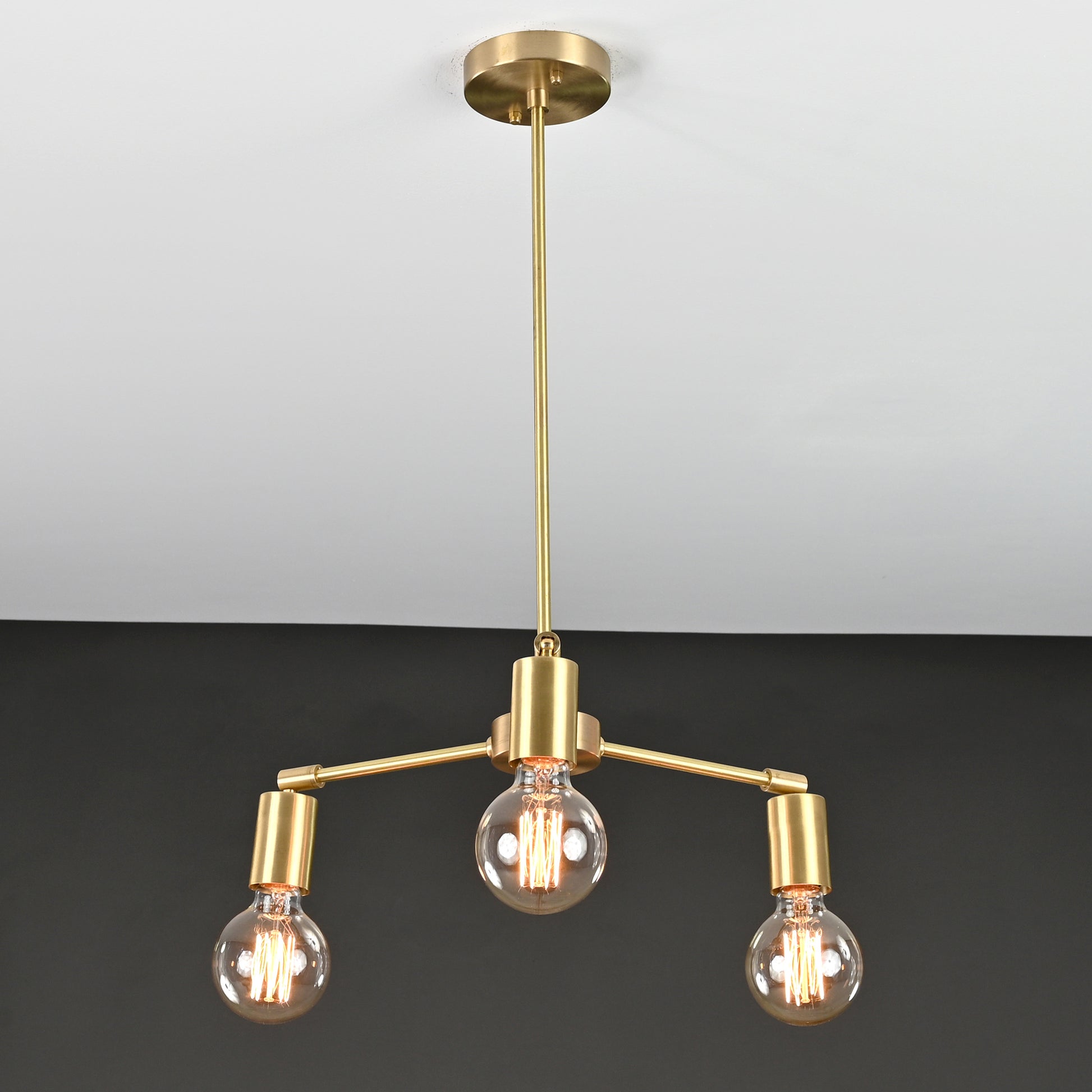 3 Arms Brass Pendant Light 13" Wide- 32173