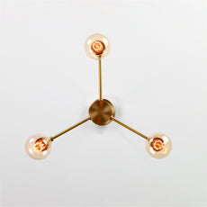 Modern 3-Light Brass Linear Chandelier – Minimalist Ceiling Fixture with Cylindrical Shades - 32173