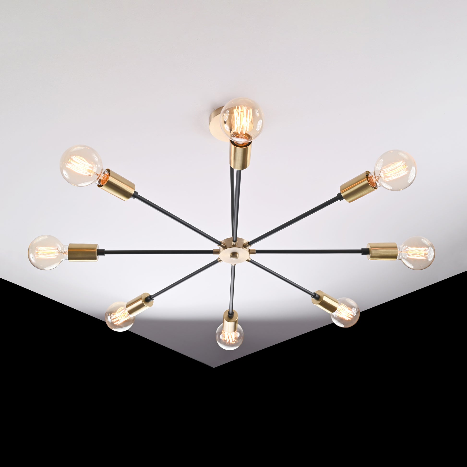 8 Arms Brass Sputnik Chandelier 30" Wide - 32199