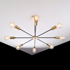 Industrial Brass Made, Brass Modern Molecule Chandelier, Industrial 8-arm Ceiling Light, Brass Sputnik Starburst Bedroom Dining Living Room Kitchen Hanging Lamp