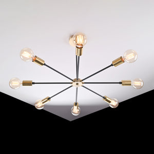 Industrial Brass Made, Brass Modern Molecule Chandelier, Industrial 8-arm Ceiling Light, Brass Sputnik Starburst Bedroom Dining Living Room Kitchen Hanging Lamp