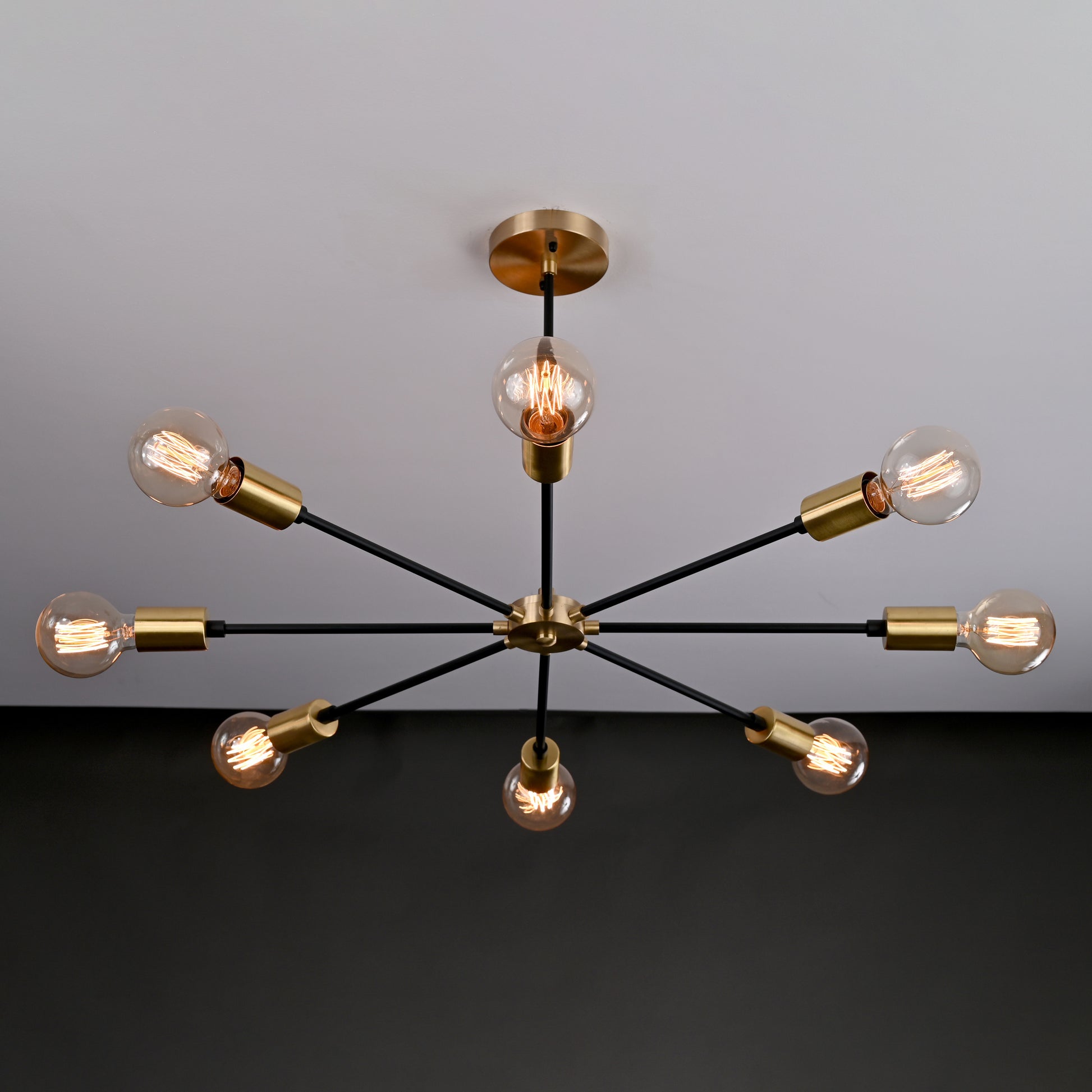 8 Arms Brass Sputnik Chandelier 30" Wide - 32199