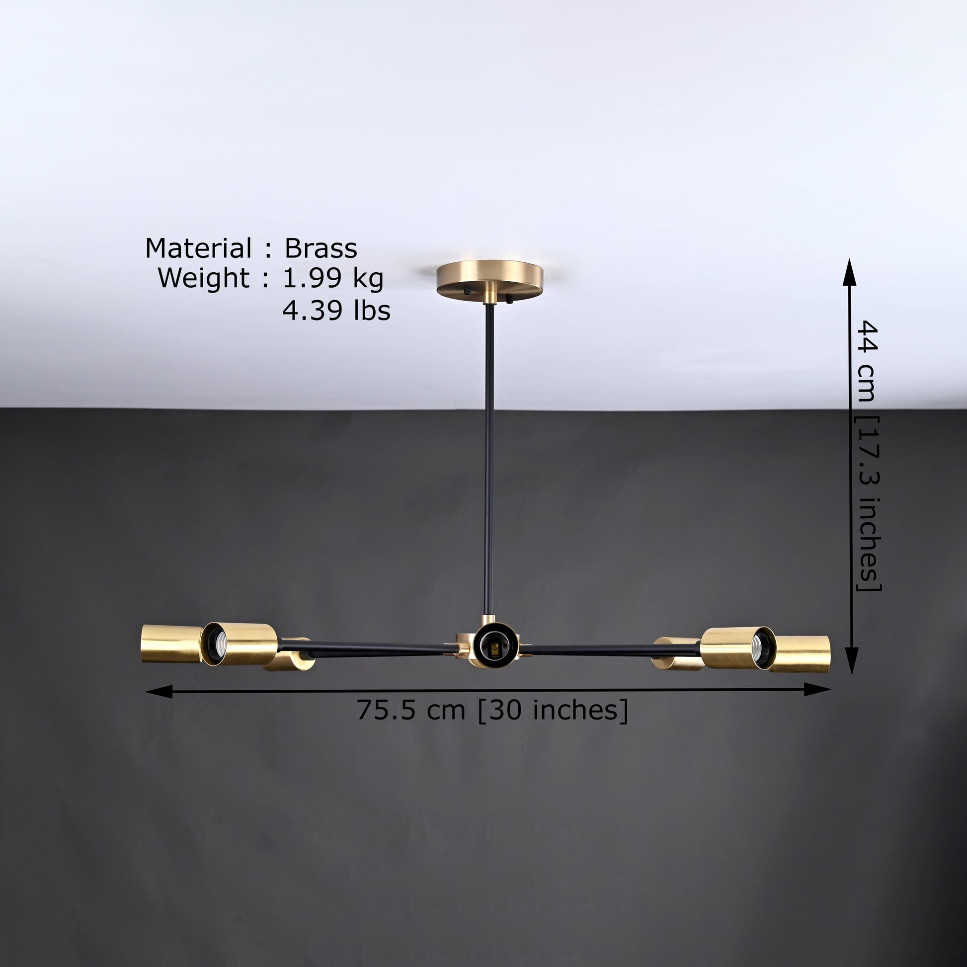 8 Arms Brass Sputnik Chandelier 30" Wide - 32199