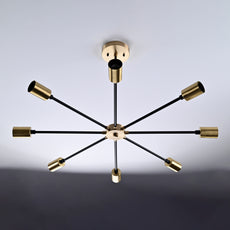 Industrial Brass Made, Brass Modern Molecule Chandelier, Industrial 8-arm Ceiling Light, Brass Sputnik Starburst Bedroom Dining Living Room Kitchen Hanging Lamp
