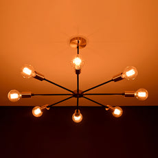 Industrial Brass Made, Brass Modern Molecule Chandelier, Industrial 8-arm Ceiling Light, Brass Sputnik Starburst Bedroom Dining Living Room Kitchen Hanging Lamp