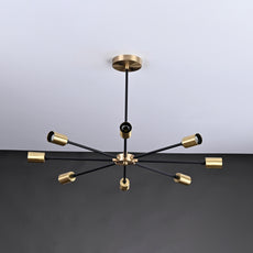 Industrial Brass Made, Brass Modern Molecule Chandelier, Industrial 8-arm Ceiling Light, Brass Sputnik Starburst Bedroom Dining Living Room Kitchen Hanging Lamp