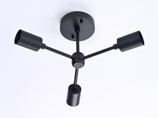 Modern 3-Light Matte Black Chandelier – Compact Ceiling Fixture with Exposed Bulbs - 32206