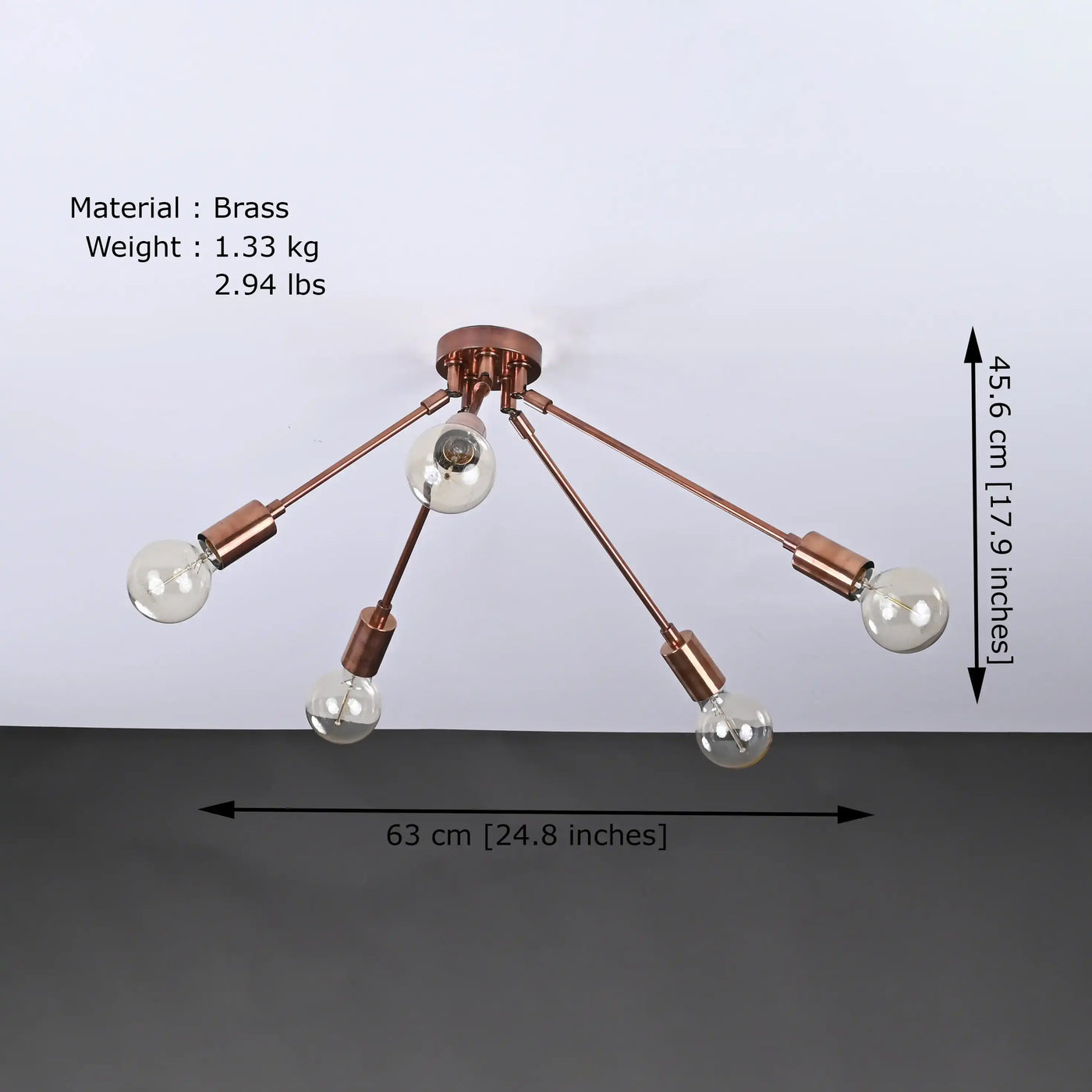 Modern 6-Light Copper Chandelier – Sputnik Style Ceiling Fixture with Globe Bulbs - 32210