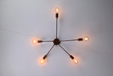 Modern 6-Light Copper Chandelier – Sputnik Style Ceiling Fixture with Globe Bulbs - 32210