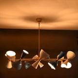 Mid-Century Modern Diabolo Chandelier – 12 Arm, 24 Light Two-Way Ceiling Light | Customizable Brass, Copper, and Color Finish - 32230