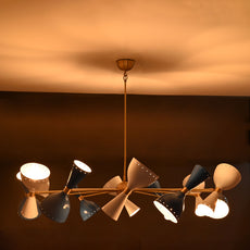 Brass Leaf Studio Industrial Brass Made, Pendant Modern Stilnovo Mid Century Brass Sputnik Diabolo Ceiling Chandelier Light 24 Lights 12 Arms