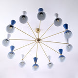 Mid-Century Modern Diabolo Chandelier – 12 Arm, 24 Light Two-Way Ceiling Light | Customizable Brass, Copper, and Color Finish - 32230