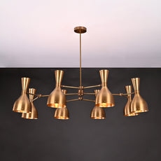 Industrial Brass Made, Diabolo Style Brass Chandelier 8 Arms 16 Lights 1950s Inspired Design Brass Custom Lamp Italian Designer Light Brass Lamp by BrassLeafStudio