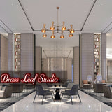 Mid-Century Modern Diabolo Chandelier – Custom Brass or Copper Finish | Double Light Direction | Handcrafted Statement Ceiling Light - 32236