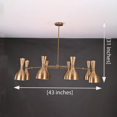 Industrial Brass Made, Diabolo Style Brass Chandelier 8 Arms 16 Lights 1950s Inspired Design Brass Custom Lamp Italian Designer Light Brass Lamp by BrassLeafStudio