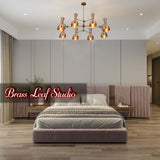 Mid-Century Modern Diabolo Chandelier – Custom Brass or Copper Finish | Double Light Direction | Handcrafted Statement Ceiling Light - 32236