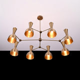 Mid-Century Modern Diabolo Chandelier – Custom Brass or Copper Finish | Double Light Direction | Handcrafted Statement Ceiling Light - 32236