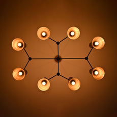 Industrial Brass Made, Diabolo Style Brass Chandelier 8 Arms 16 Lights 1950s Inspired Design Brass Custom Lamp Italian Designer Light Brass Lamp by BrassLeafStudio