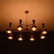 Industrial Brass Made, Diabolo Style Brass Chandelier 8 Arms 16 Lights 1950s Inspired Design Brass Custom Lamp Italian Designer Light Brass Lamp by BrassLeafStudio