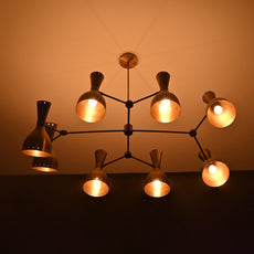 Industrial Brass Made, Diabolo Style Brass Chandelier 8 Arms 16 Lights 1950s Inspired Design Brass Custom Lamp Italian Designer Light Brass Lamp by BrassLeafStudio